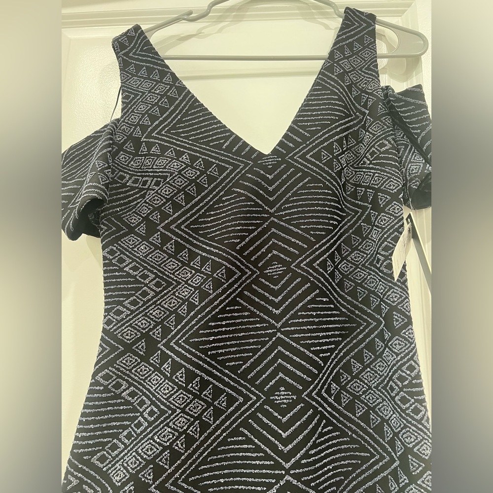 Nicole Miller deep blue and grey Patterned Dress